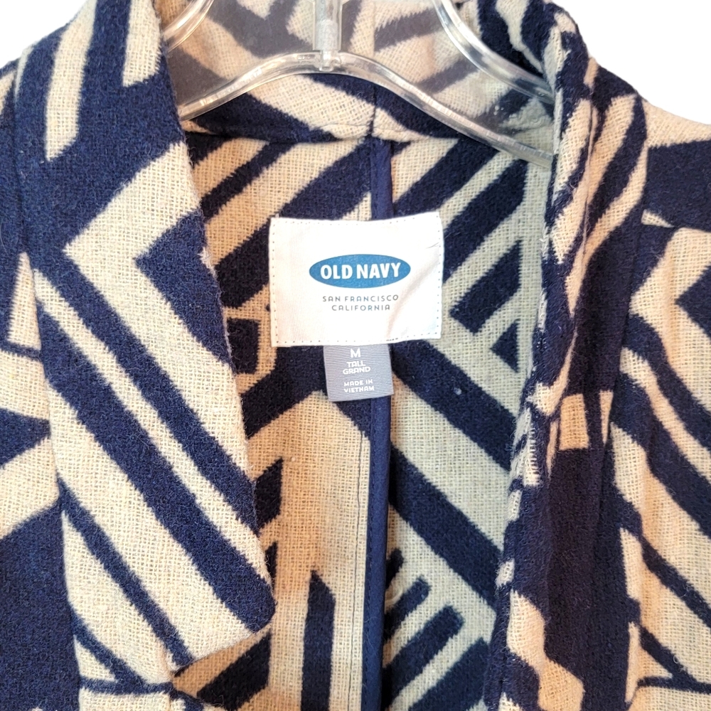 Old Navy Mid Length Blue Soith Western Navajo Vibes Open Jacket Size M Tall - Picture 3 of 10
